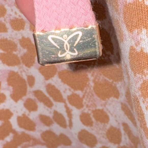 NWT Laila Ali lace up hoodie tan & pink animal print w/metallic embroidery. Sz S - Picture 9 of 11